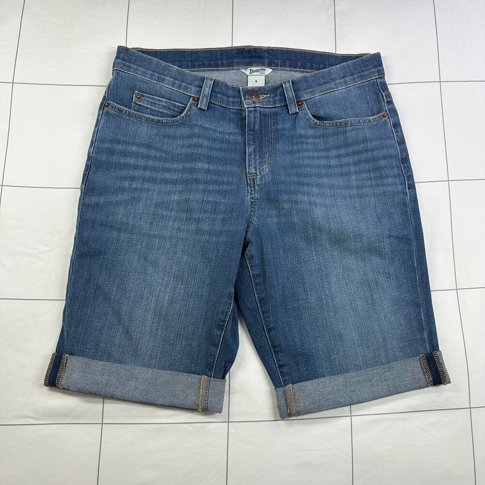 Duluth Trading Co Shorts Womens 8 Blue DuluthFlex Daily Denim Bermuda Casual